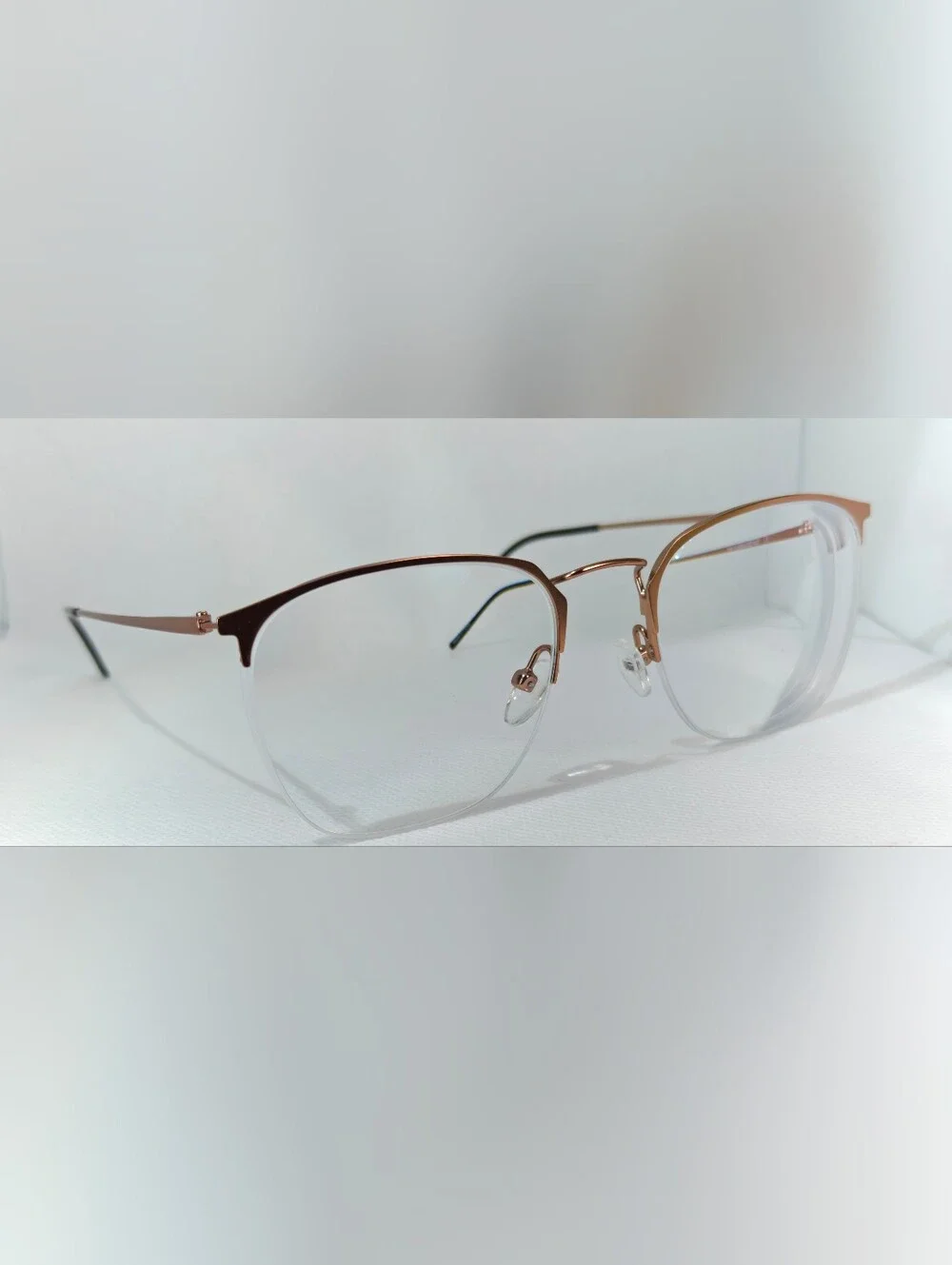 Urban. Simple Elegant Rose Gold High Semi Rimless Eyewear.